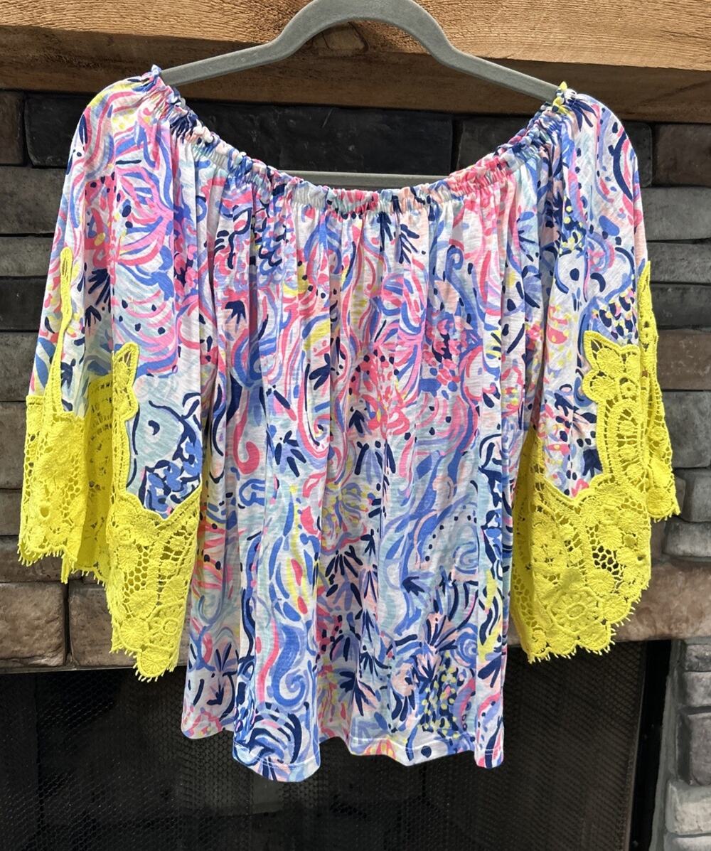 Women’s LILLY PULITZER Zaylee Top Off The Shoulder Shirt Size XS NWT *B7
